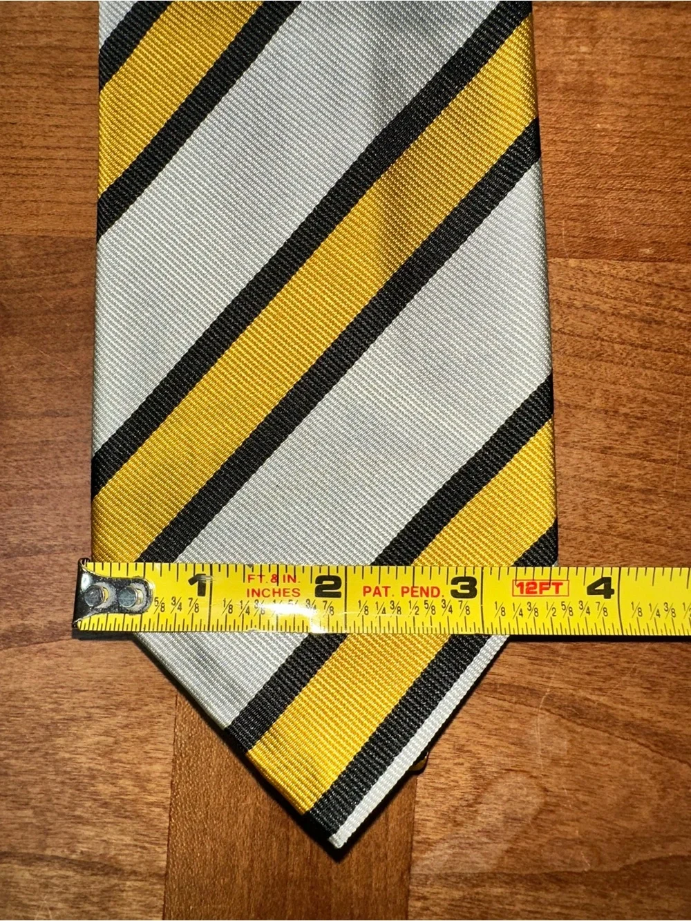 Club Room Silk Yellow, White & Black Diagonal Stripe Tie